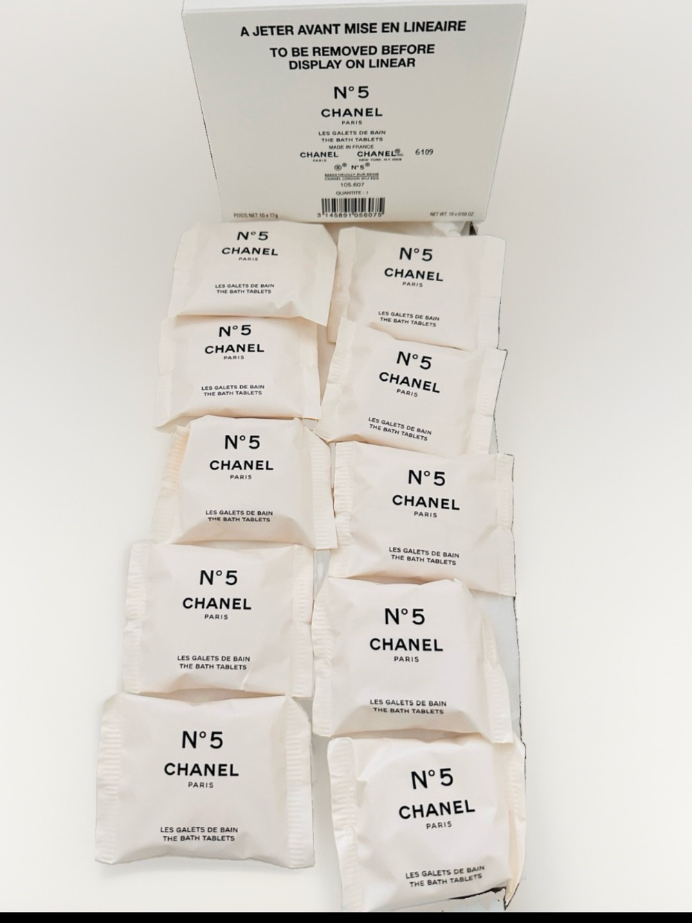 CHANEL No5 Les Galets De Bain 10 Bath Tablets individually wrapped Factory 5 NIB